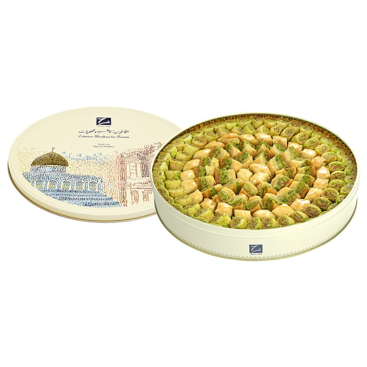 Wadi Rum Baklava by Zalatimo Brothers – luxury Arabic sweets in a mosaic-designed gift tin, order online