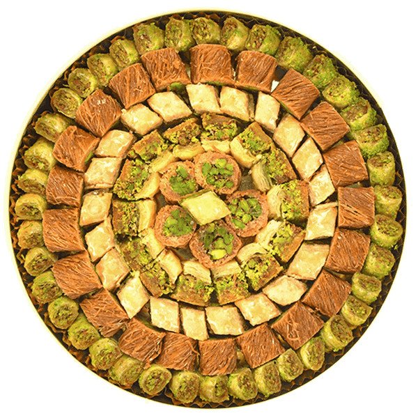 Close-up of classical baklava (baklawa) layers – handcrafted by Zalatimo Brothers